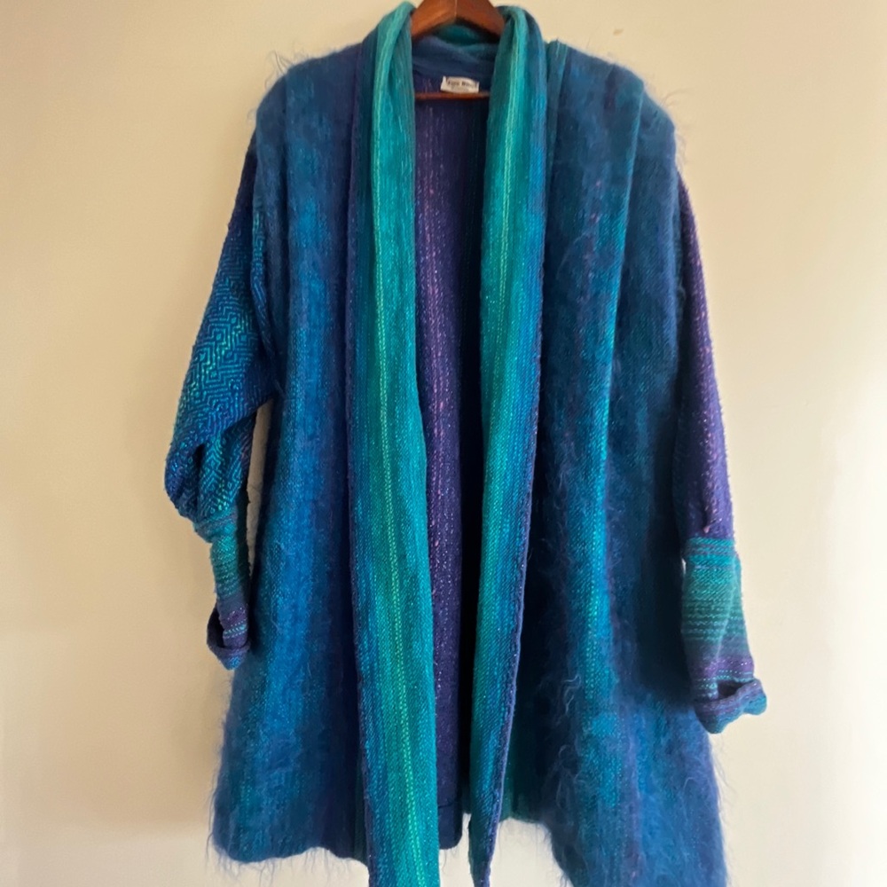 Lore Wills Fiber Artist Handwoven Oversized Chenille Art Jacket Sweater